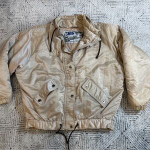 Vintage NILS Ski Jacket Champagne Beige Quilted Puffer 80s 90s Après Ski